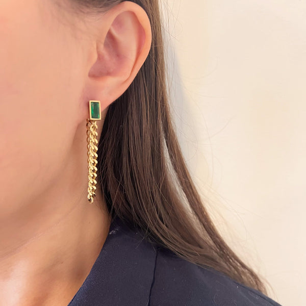 Gemstone Cuban Chain Dangle Earrings