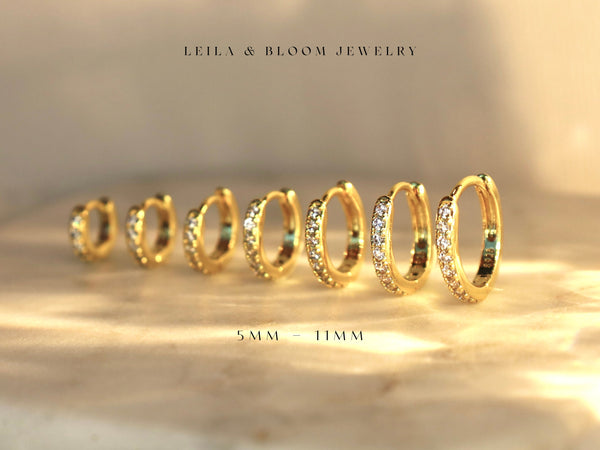 Pave Huggie Hoop Earrings