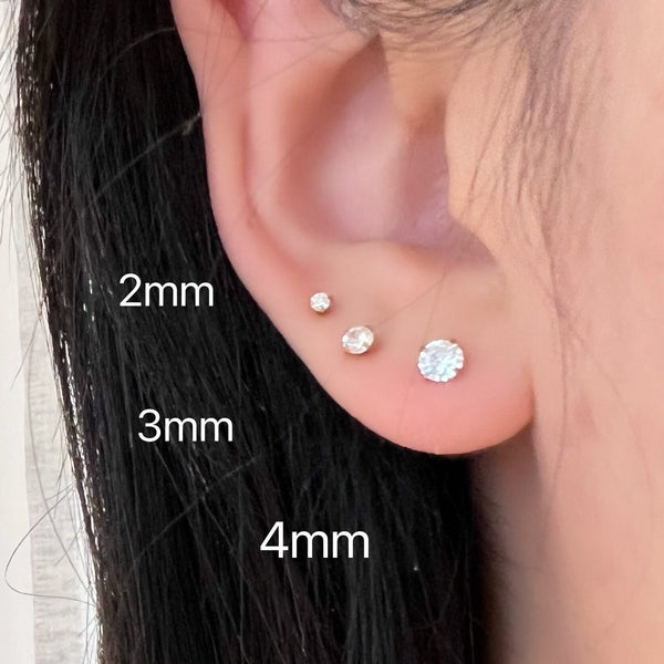 Round CZ Diamond Screw Back Studs