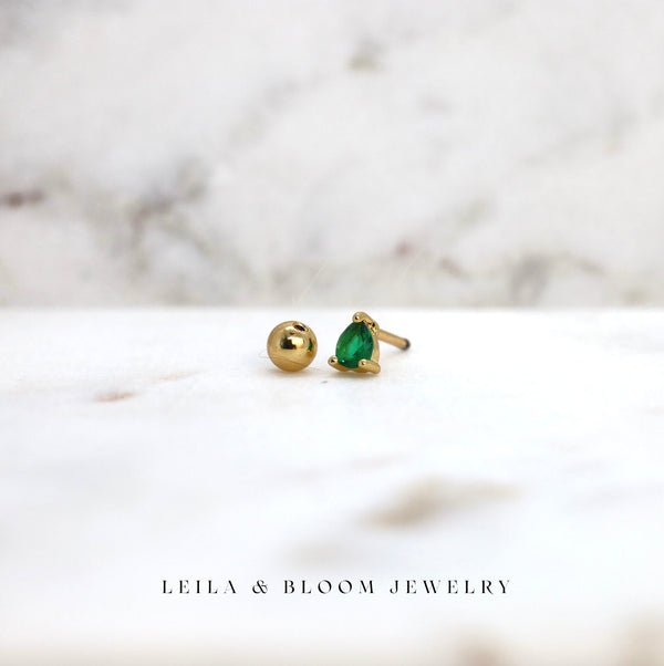 Teardrop Gemstone Screw Back Studs
