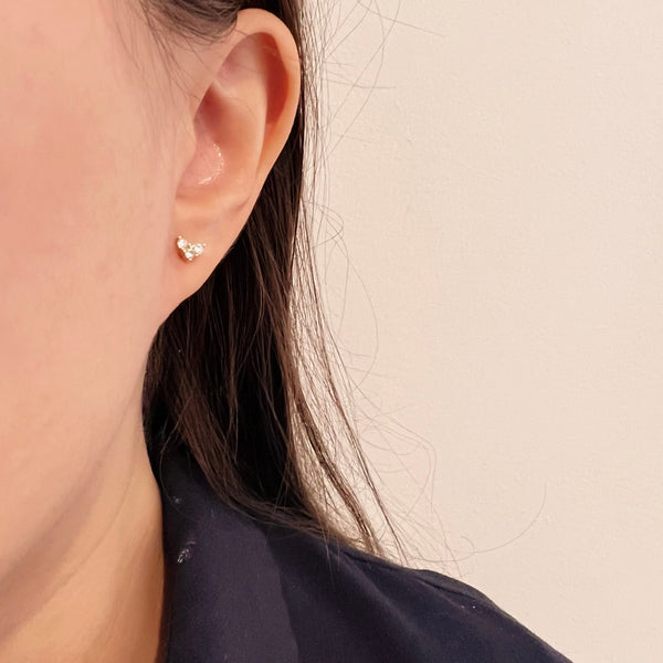 Heart CZ Screw Back Stud Earrings