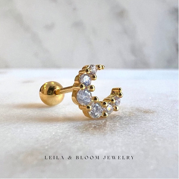 Moon Crest Celestial Screw Back Studs