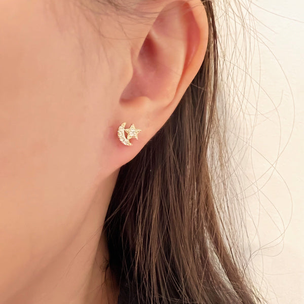 Moon Star Celestial Screw Back Studs