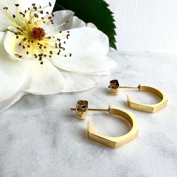 Open Hexagon Hoop Earrings