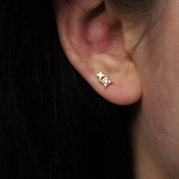 Double Star CZ Screw Back Studs