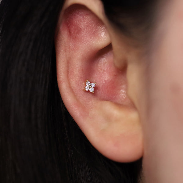 CZ Diamond Screw Back Stud Earrings