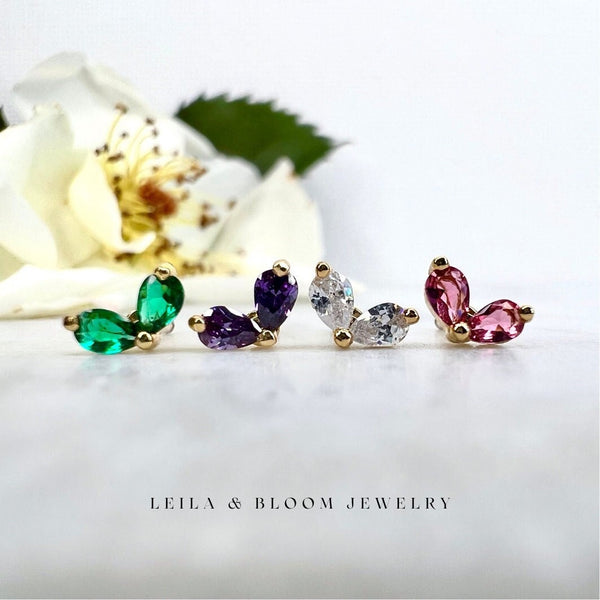 Colourful Gemstone Screw Back Studs