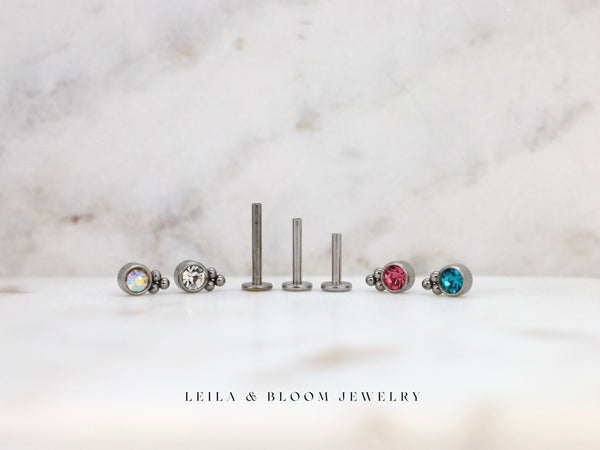 Gemstone Cluster Flat Back Stud | 18G