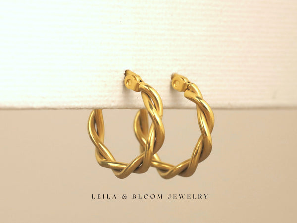 Twisted Gold Hoop Earrings