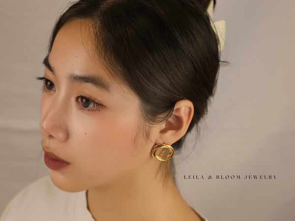 Double Hoop Stud Earrings