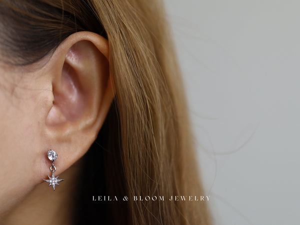 Star Dangle Screw Back Studs