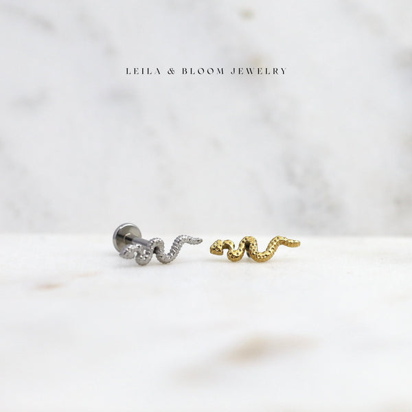 Serpent Snake Flat Back Stud | 18G