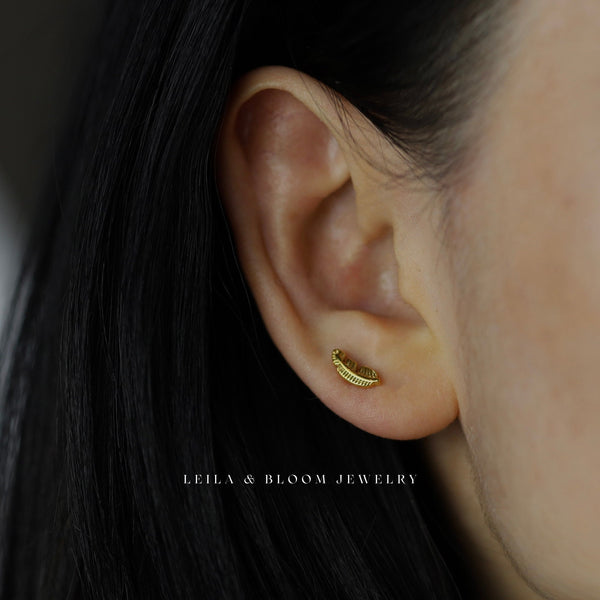 Feather Flat Back Stud Earring | 18G