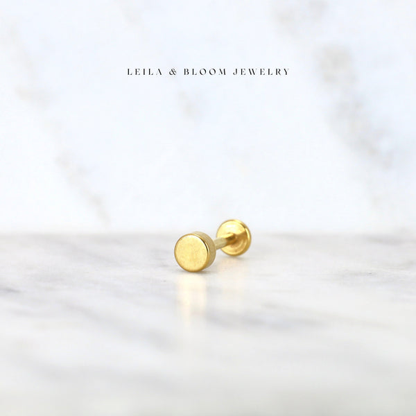 Round Flat Back Stud Earring | 16G