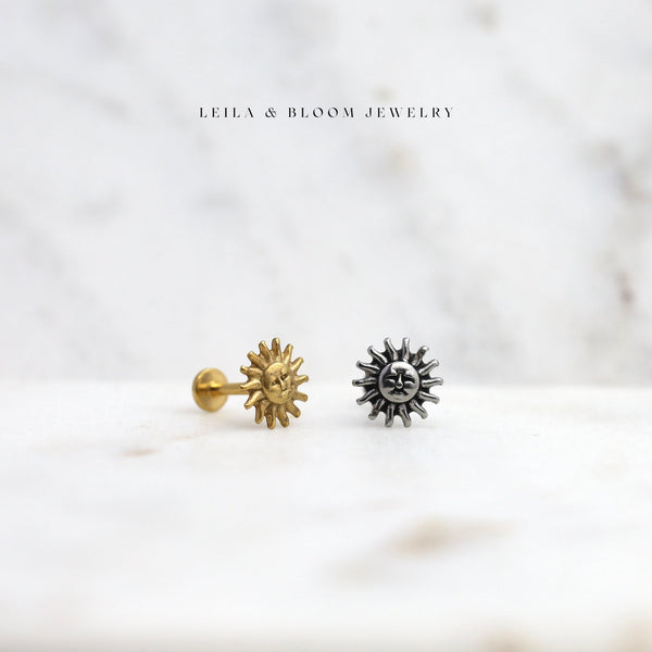 Celestial Sun Labret Flat Back Stud