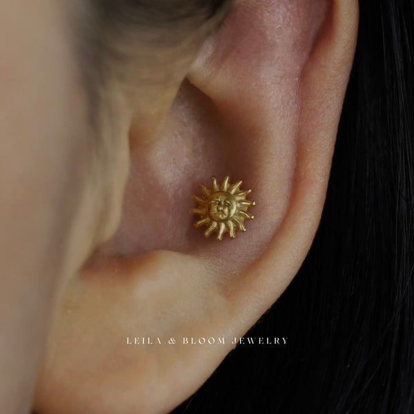 Celestial Sun Flat Back Stud | 16G